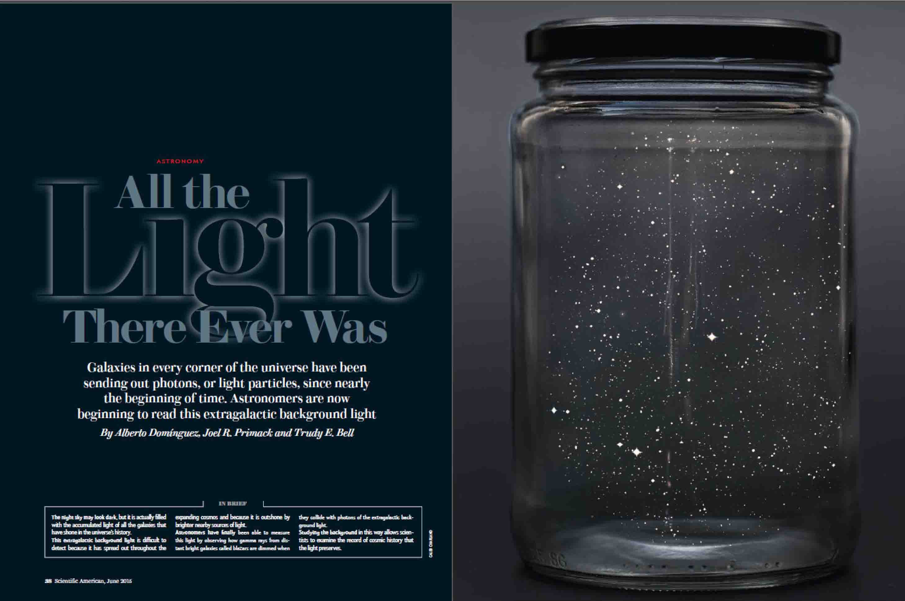 coauthored (drafted) Scientific American article on extragalactic background light for Scientific American, June 2015