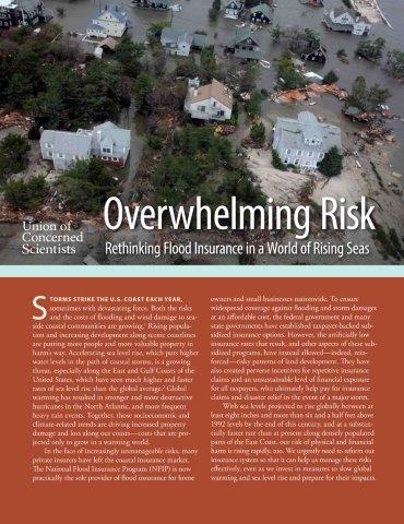edited 30-page Union of Concerned Scientists report Overwhelming Risk: Rethinking Flood Insurance in a World of Rising Seas, published online August 13, 2013