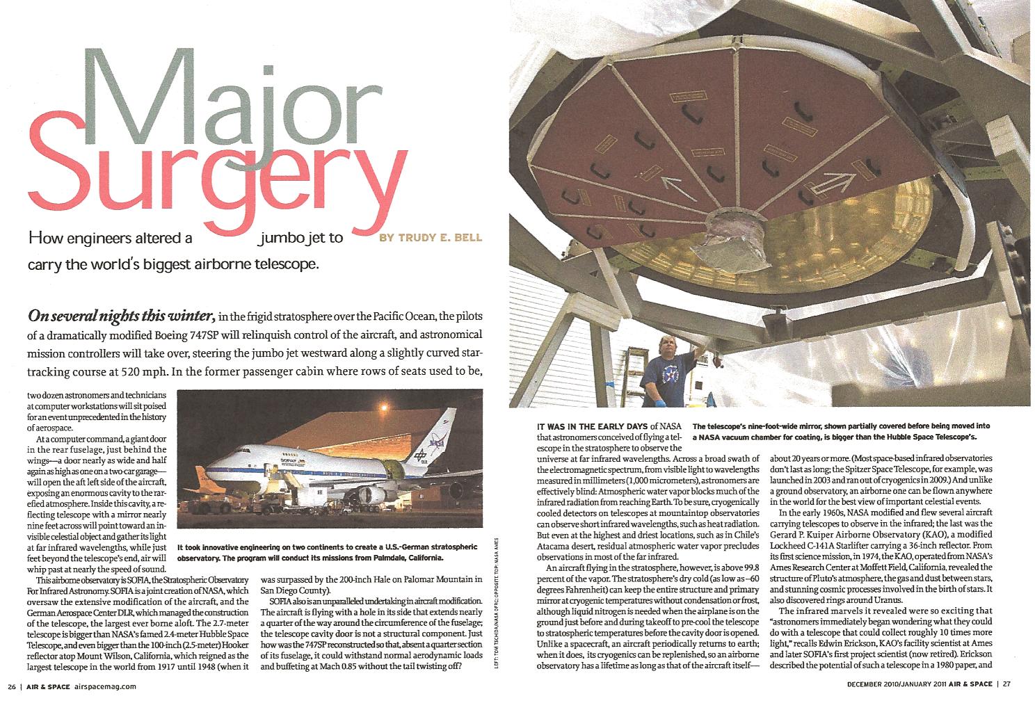 Air & Space Smithsonian Jan2011 - aeronautical engineering backstory how a 747SP was heavily modified to carry the world's largest telescope for NASA's SOFIA