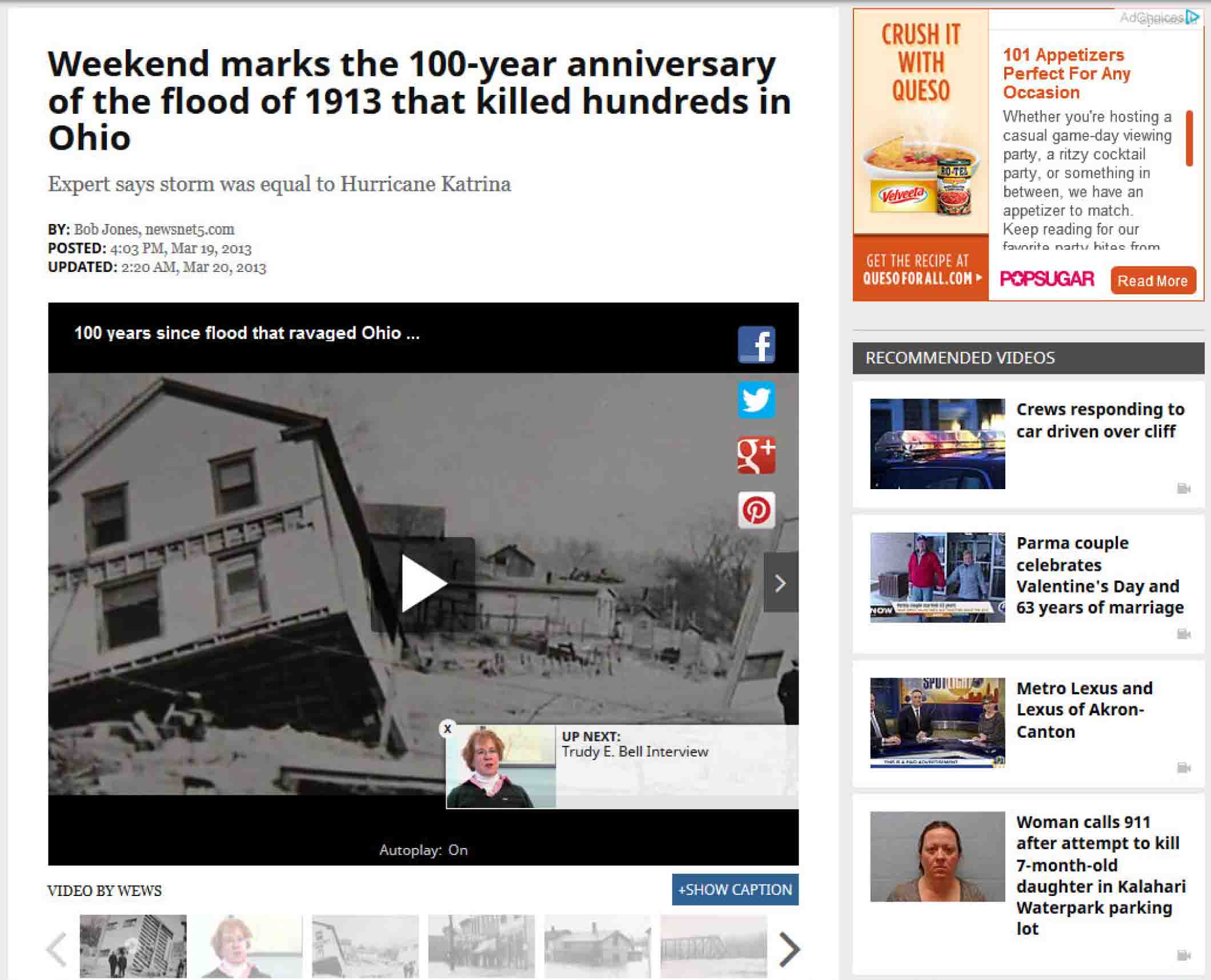 Ch5 WEWS segment on 1913 flood 3-19-13 plus 7-minute video extra
