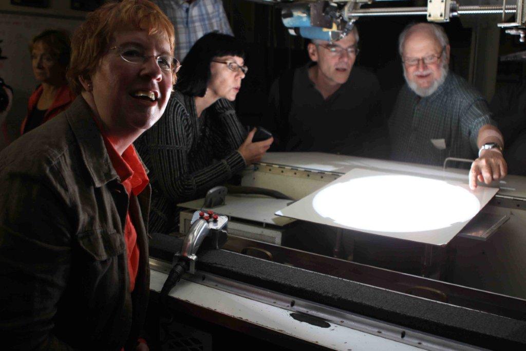 at first contact of the transit of Venus June 5, 2012, inside the 150-foot solar telescope at Mount Wilson Observatory