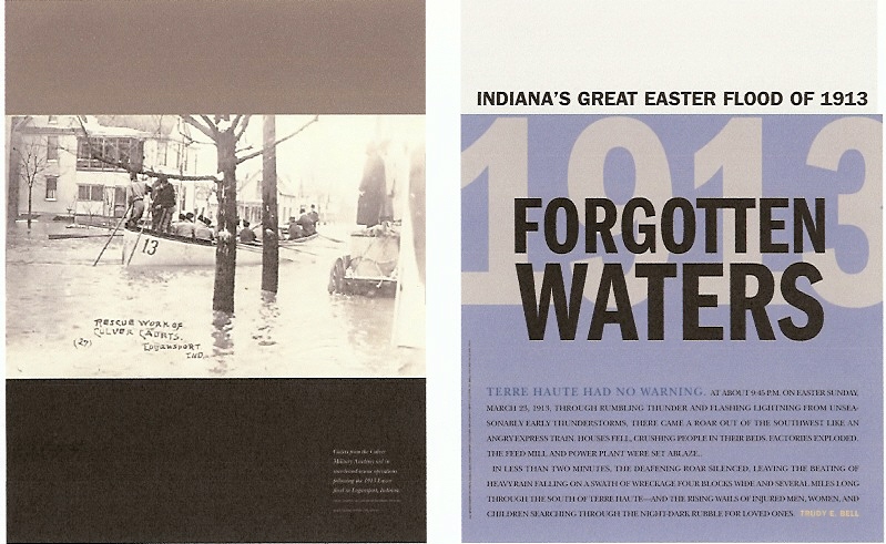 Cover story of Traces of the Indiana Historical Society, Spring 2006 - the 1913 flood was also Indiana's worst flood